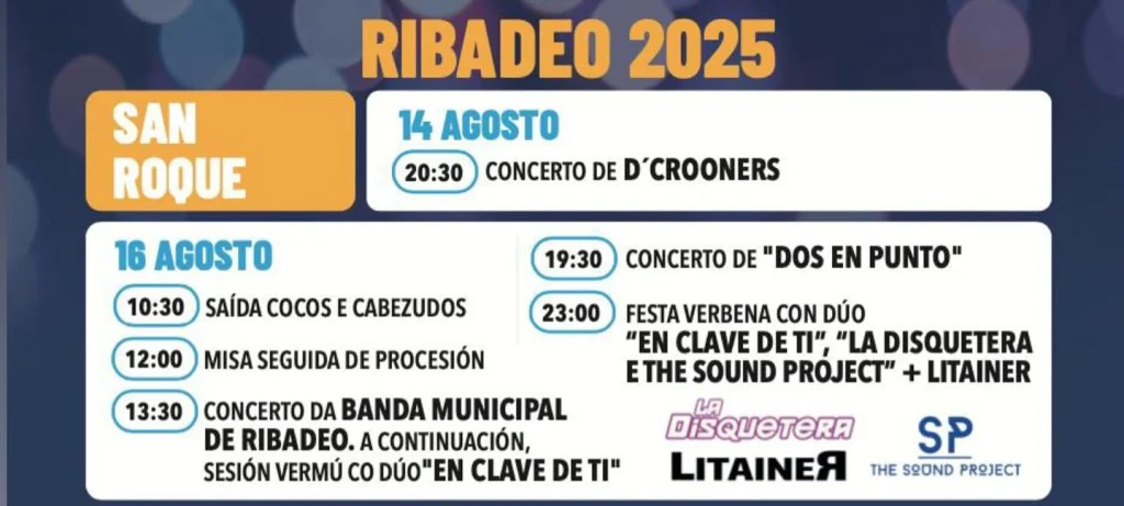 Cartel de las fiestas de San Roque en Ribadeo 2025